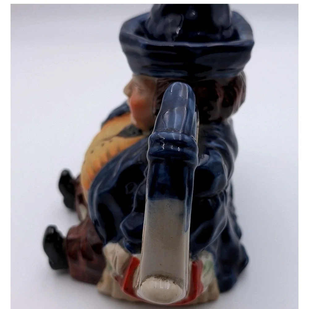 Vintage Ceramic Toby Jug Teapot Blue Coat Yellow Waistcoat Character Pot